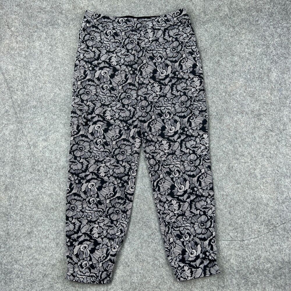 Soft Surroundings Pants Womens‎ Small Black White Floral Go Lively Cargo Joggers